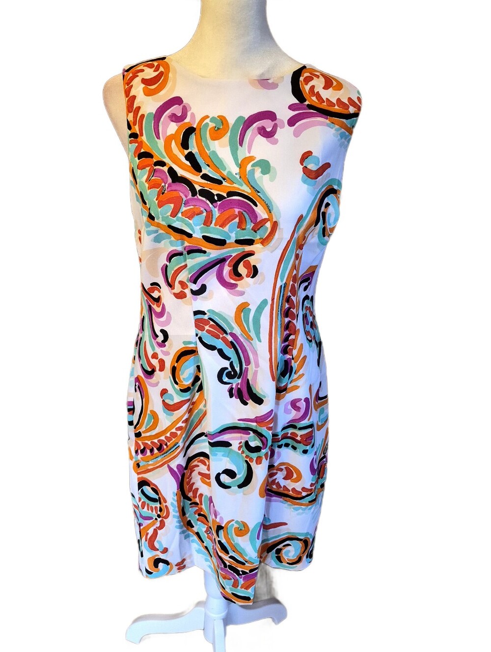 Alyx Multicolor Paisley Swim Cover-Up Dress - White, Orange, Pink, Aqua, Black